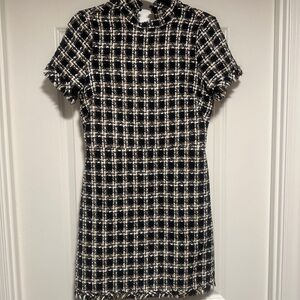Chic Black and White Plaid Dress